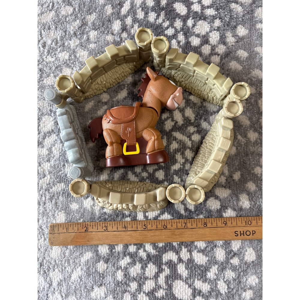Fisher-Price Little People Disney Toy Story Bullseye Horse and Fence Set CLEAN
